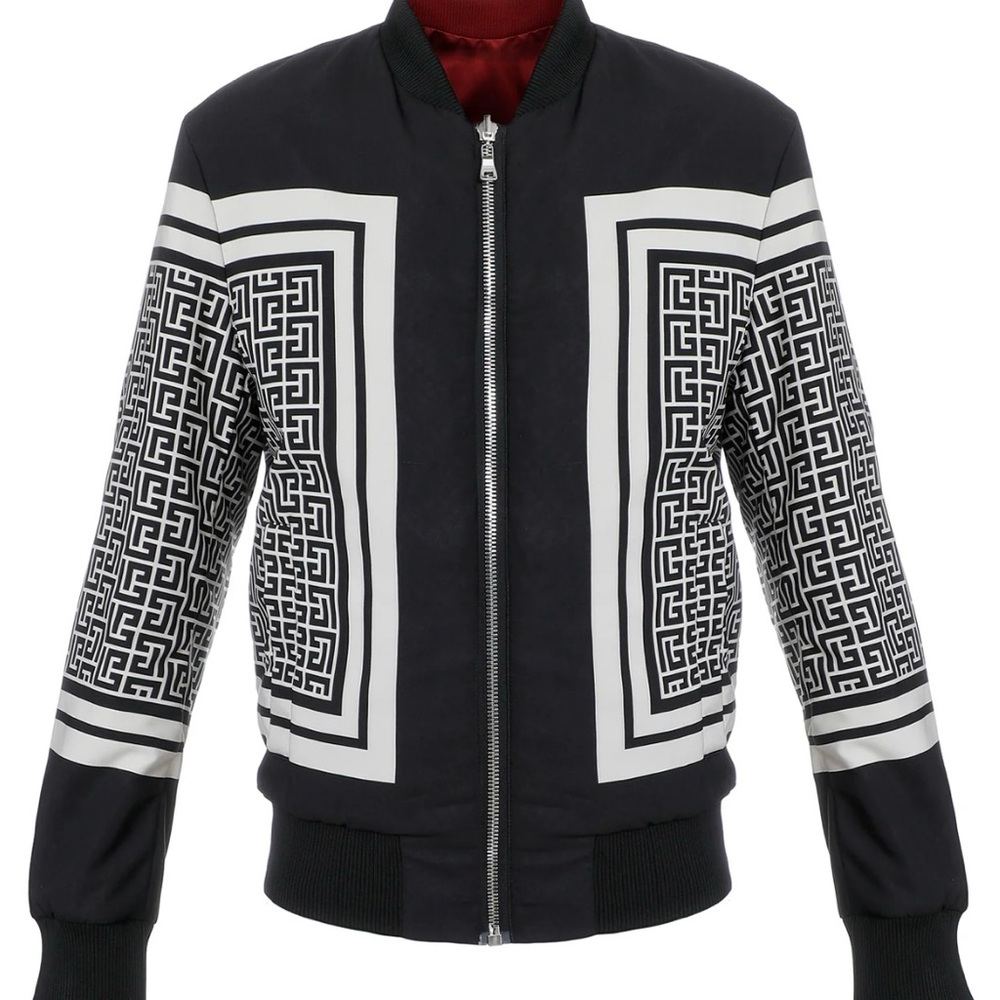 Balmain Black Monogram Reversible Bomber Jacket